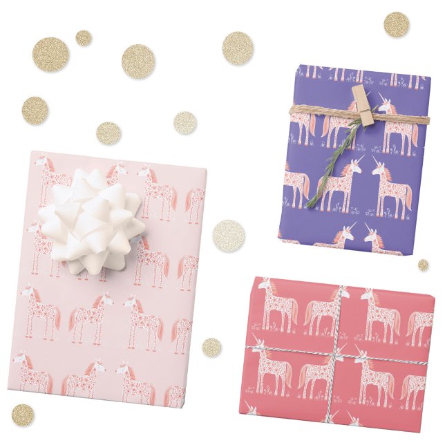 Magical Unicorn Wrapping Paper Sheets (Magical Unicorn pattern gift wrapping paper sheets)