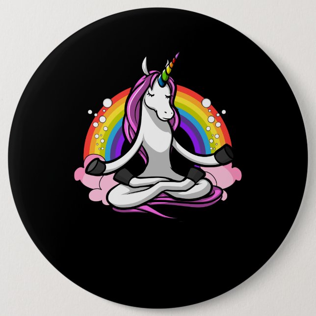 Magical Unicorn Yoga Zen Meditation Rainbow Button (Front)