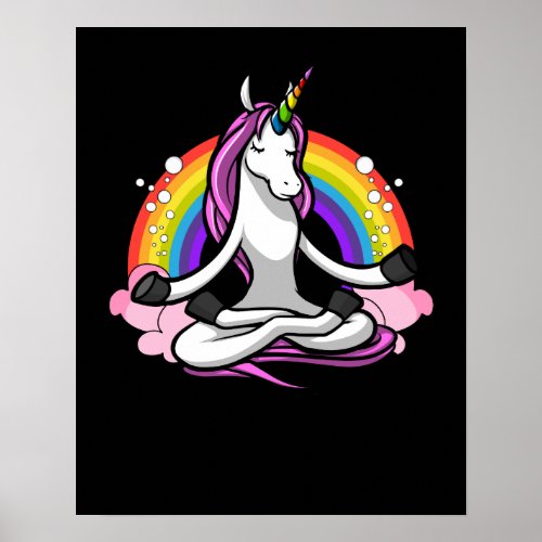 Magical Unicorn Yoga Zen Meditation Rainbow Poster