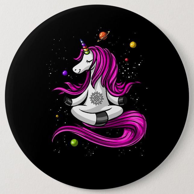 Magical Unicorn Yoga Zen Space Meditation Button (Front)