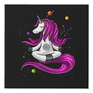 Magical Unicorn Yoga Zen Space Meditation Faux Canvas Print