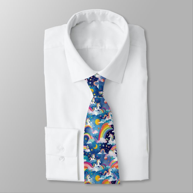 Magical Unicorns and Rainbows Neck Tie (Tied)