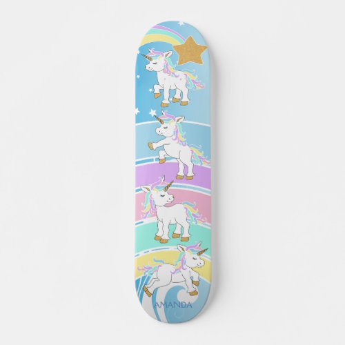 Magical Unicorns _ Blue Skateboard