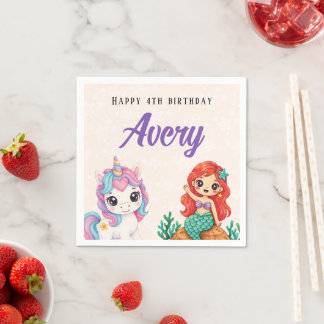 Magical Unicorns & Mermaids Napkins