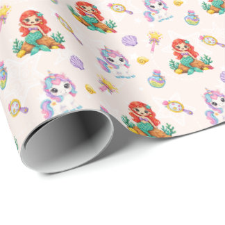 Magical Unicorns & Mermaids Wrapping Paper