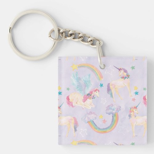 Magical Unicorns Pattern Keychain