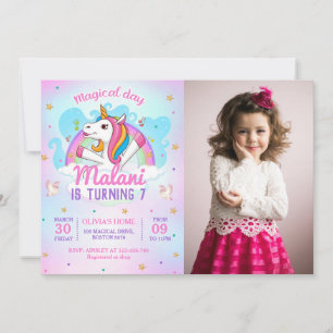 Magical Unicorns Purple Birthday Party Invitation