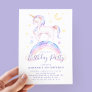 Magical Unicorns Purple Watercolor Birthday Party Invitation