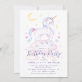 Magical Unicorns Purple Watercolor Birthday Party Invitation (Front)