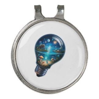 Magical Universe Inside a Light Bulb - Surreal Art Golf Hat Clip