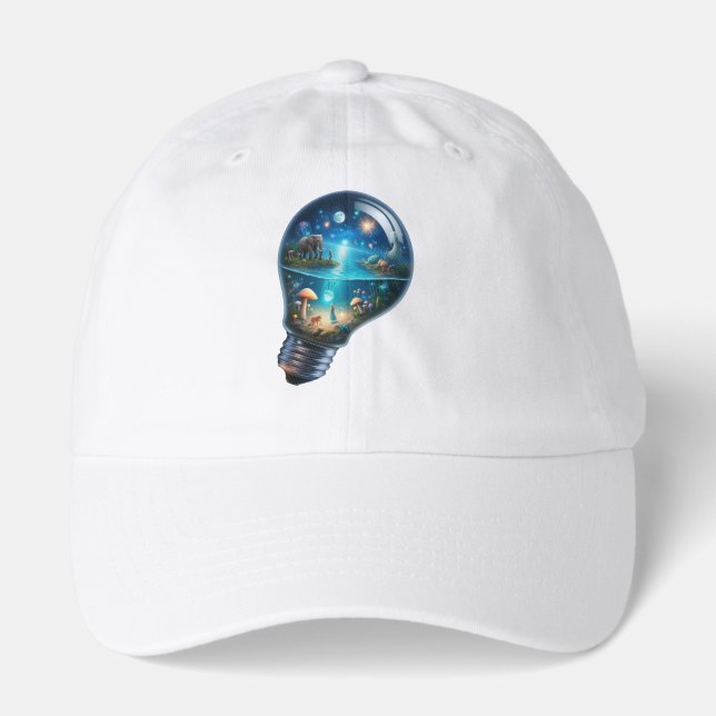 Magical Universe Inside a Light Bulb - Surreal Art Hat (Front)