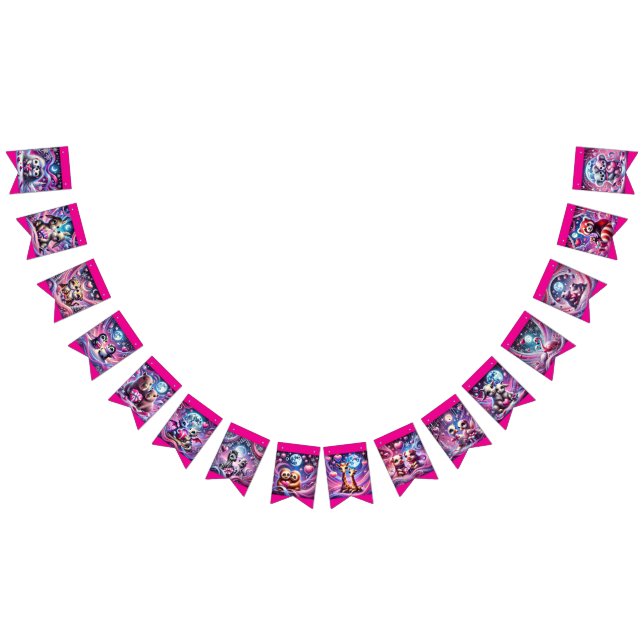 Magical Valentine's Day Animals Bunting Flags (All)