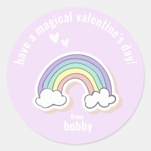 Magical Valentines Day _ Cute Kids Rainbow Classic Round Sticker