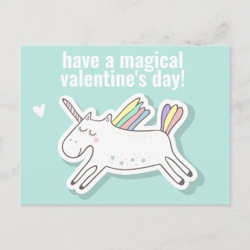 Magical Valentines Day _ Cute Kids Unicorn  Postc Postcard