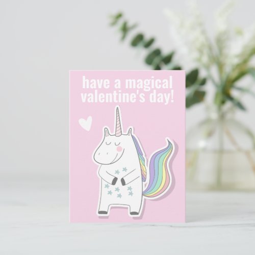 Magical Valentines Day _ Cute Kids Unicorn  Postcard