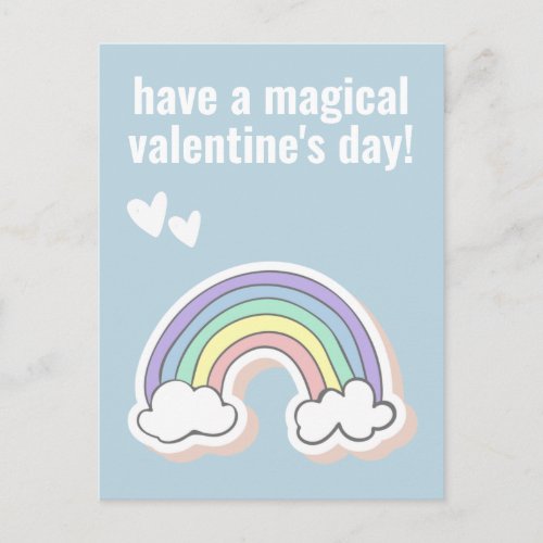 Magical Valentines Day Cute Kids Unicorn Rainbow Postcard