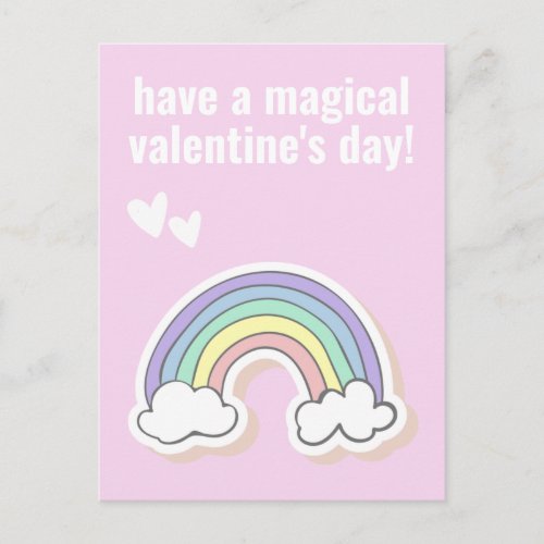 Magical Valentines Day Cute Kids Unicorn Rainbow Postcard