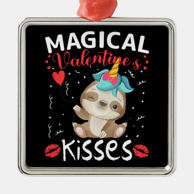Magical Valentine's Kisses Metal Ornament (Front)