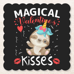 Magical Valentine's Kisses Paper Coaster