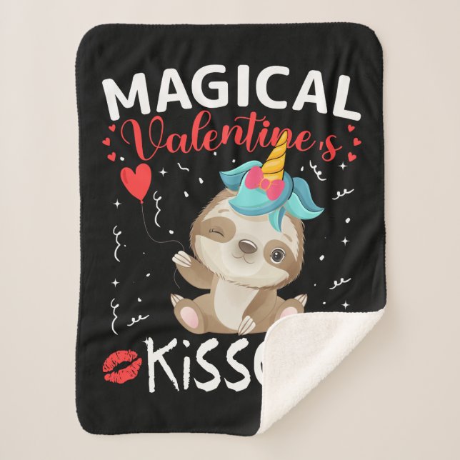 Magical Valentine's Kisses Sherpa Blanket (Front)