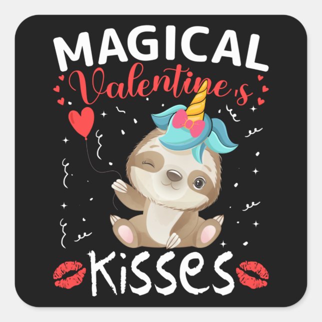 Magical Valentine's Kisses Square Sticker (Front)