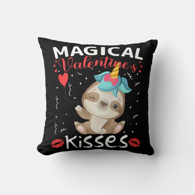 Magical Valentine's Kisses Throw Pillow (Front)