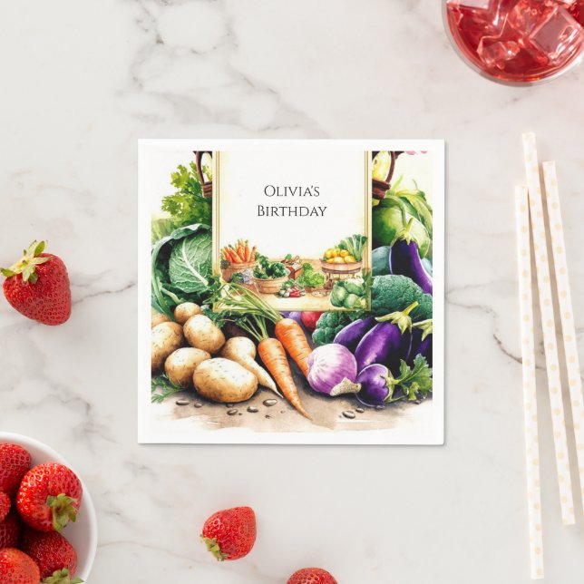 Magical Vegetables Farmers Market Birthday Napkins (Insitu)