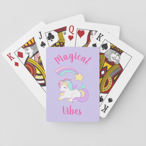 Magical Vibes Sleeping Unicorn and Shooting Star Poker Cards