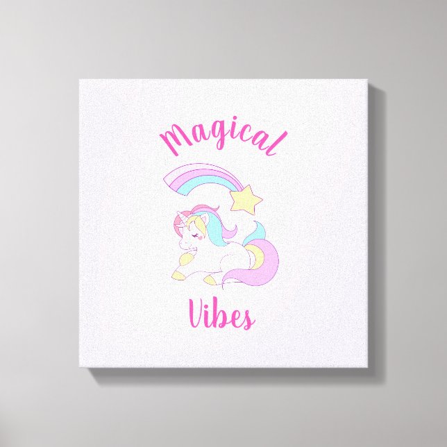 Magical Vibes Sleeping Unicorn & Shooting Star Canvas Print (Front)