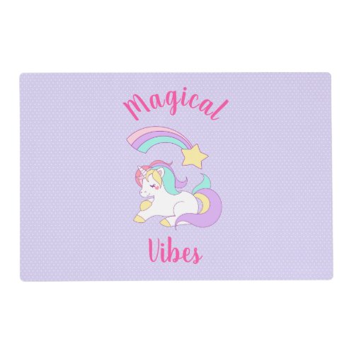 Magical Vibes Sleeping Unicorn  Shooting Star Placemat