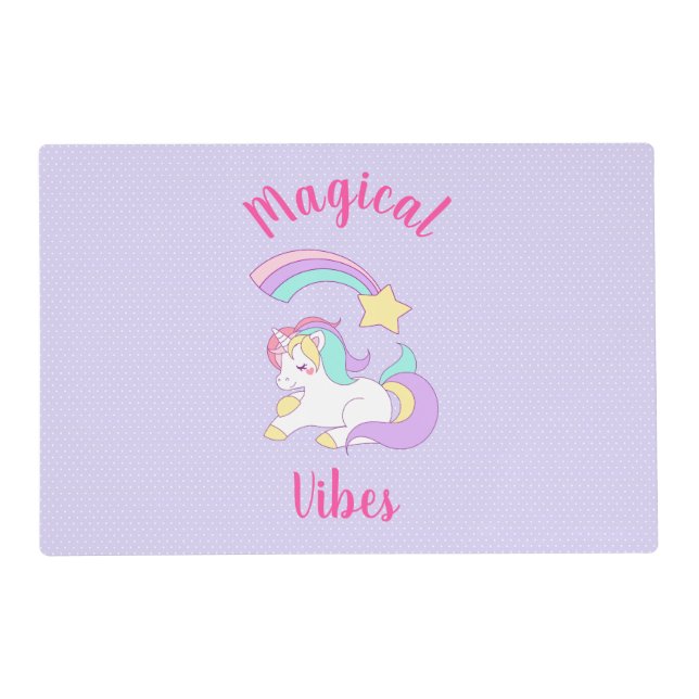 Magical Vibes Sleeping Unicorn & Shooting Star Placemat (Front)