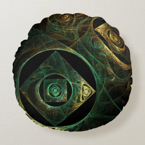 Magical Vibrations Abstract Art Round Pillow