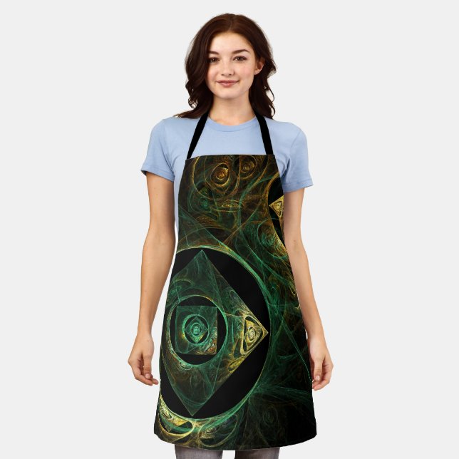Magical Vibrations Abstract Fractal Art Design Apron (Worn)