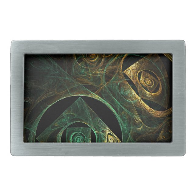Magical Vibrations Abstract Fractal Art Design Belt Buckle (Front)