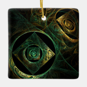 Magical Vibrations Abstract Fractal Art Design Ceramic Ornament