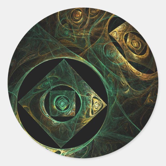 Magical Vibrations Abstract Fractal Art Design Classic Round Sticker (Front)