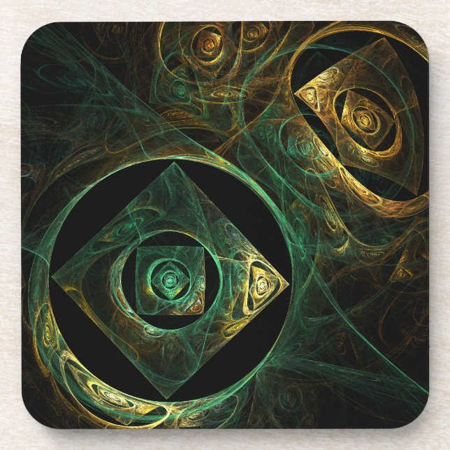 Magical Vibrations Abstract Fractal Art Design Coaster (Front)