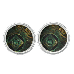 Magical Vibrations Abstract Fractal Art Design Cufflinks