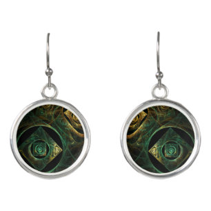 Magical Vibrations Abstract Fractal Art Design Earrings