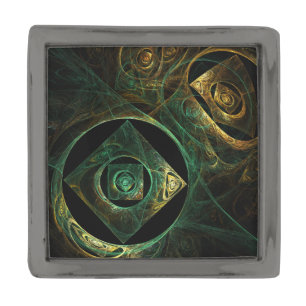 Magical Vibrations Abstract Fractal Art Design Gunmetal Finish Lapel Pin