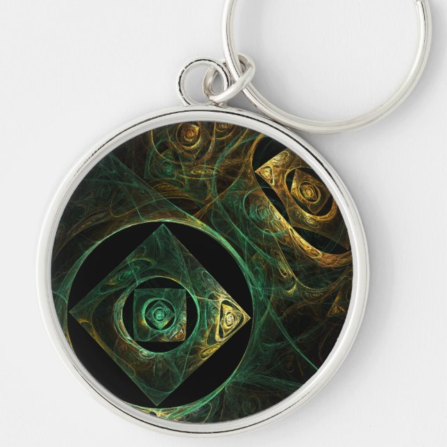 Magical Vibrations Abstract Fractal Art Design Keychain (Front)