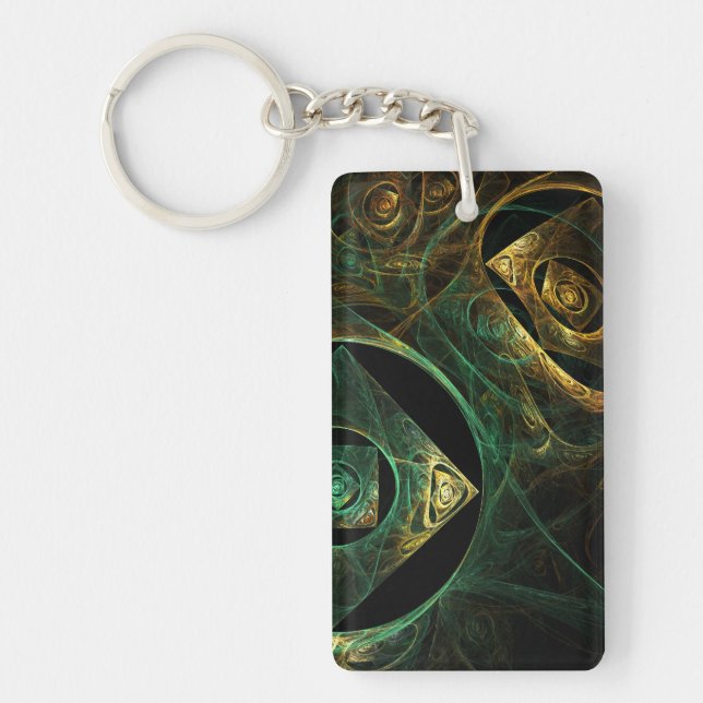 Magical Vibrations Abstract Fractal Art Design Keychain (Front)