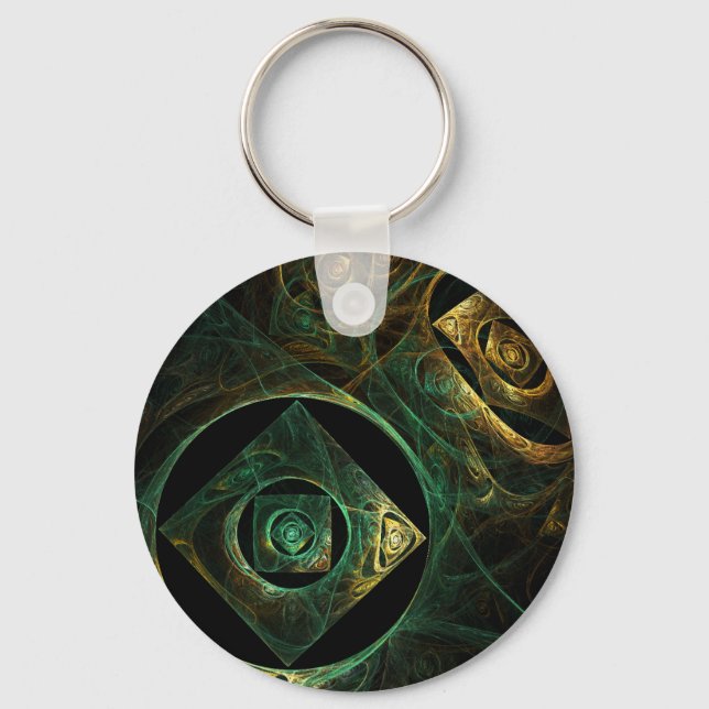 Magical Vibrations Abstract Fractal Art Design Keychain (Front)