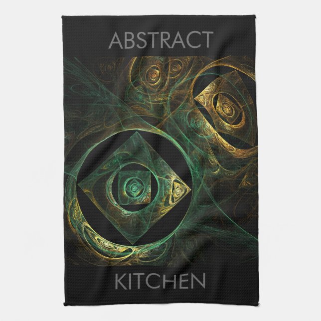 Magical Vibrations Abstract Fractal Art Design Kitchen Towel (Vertical)