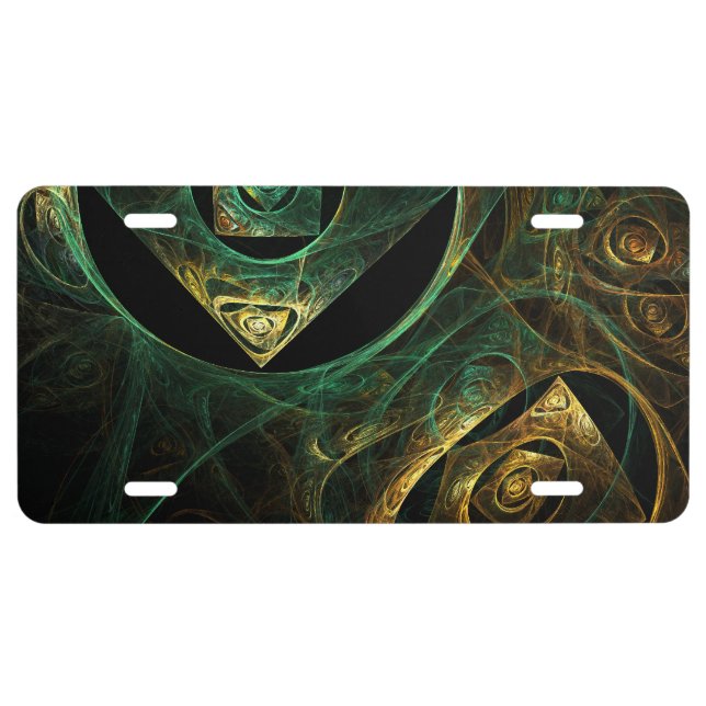 Magical Vibrations Abstract Fractal Art Design License Plate (Front)
