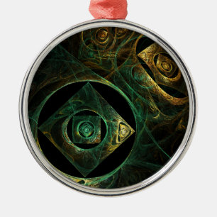 Magical Vibrations Abstract Fractal Art Design Metal Ornament