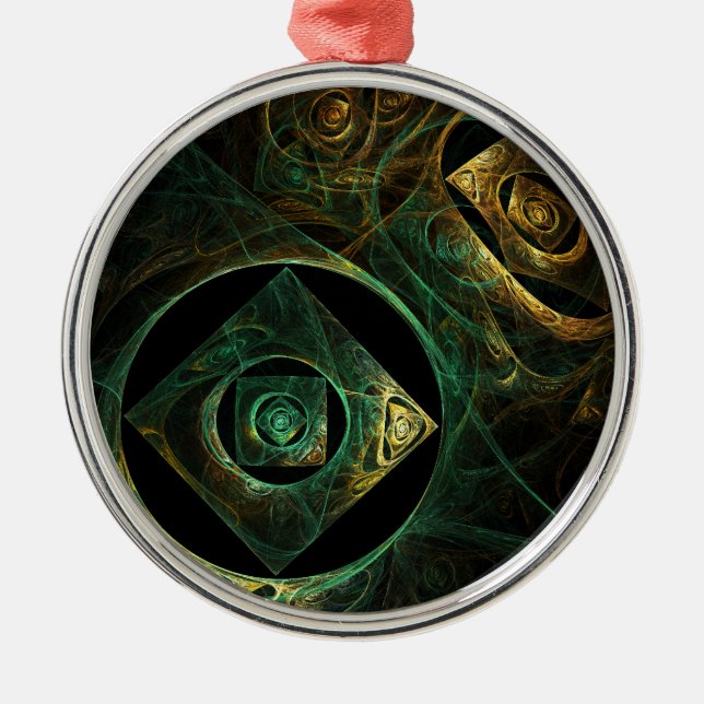 Magical Vibrations Abstract Fractal Art Design Metal Ornament (Front)