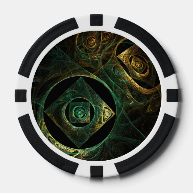 Magical Vibrations Abstract Fractal Art Design Poker Chips (Front)