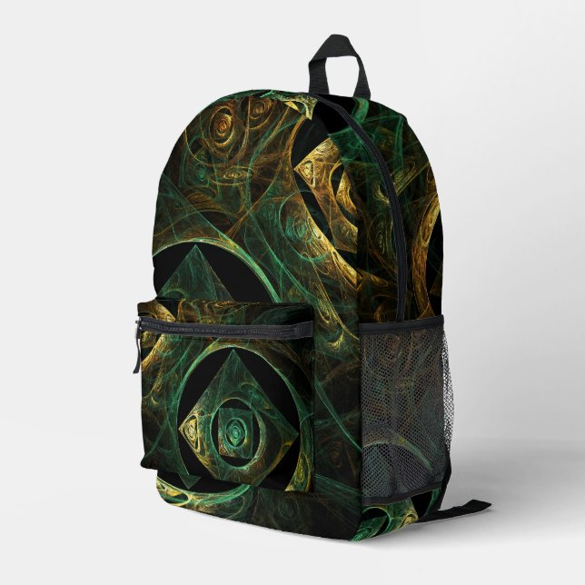 Magical Vibrations Abstract Fractal Art Design Printed Backpack (Back Corner Right)