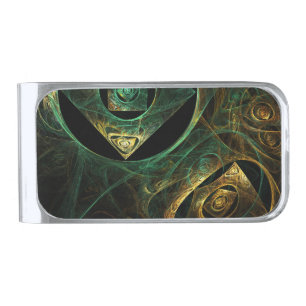 Magical Vibrations Abstract Fractal Art Design Silver Finish Money Clip
